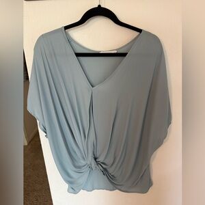 Elegant Draped Blouse in Light Blue